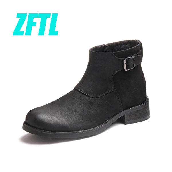 ZFTL New men's Chelsea boots Men's handmade Genuine Leather boots Retro Spring and Autumn men's zipper Ankle boots 2025
