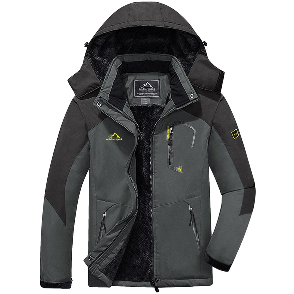 TACVASEN Winter Fleece Lined Jacket Men's Fleece Lining Coats Thermal Warm Jacket Hiking Walking Jacket Outdoor Windbreaker Male