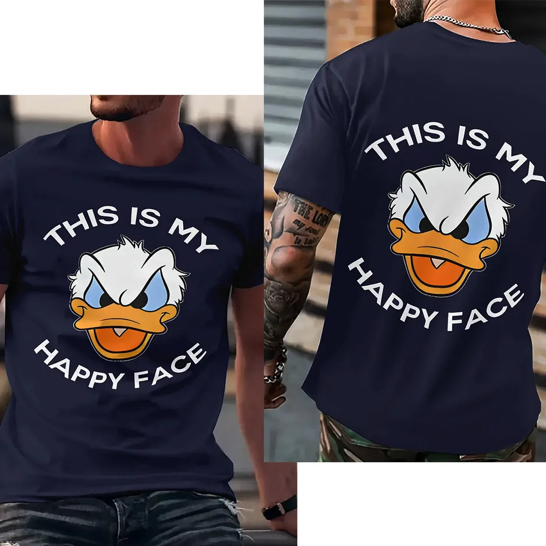 Men's Donald Duck Dual-Sided Cartoon T-Shirt Summer Cotton Women Top Tee Streetwear Casual Trendy Oversized Loose Couple Unisex