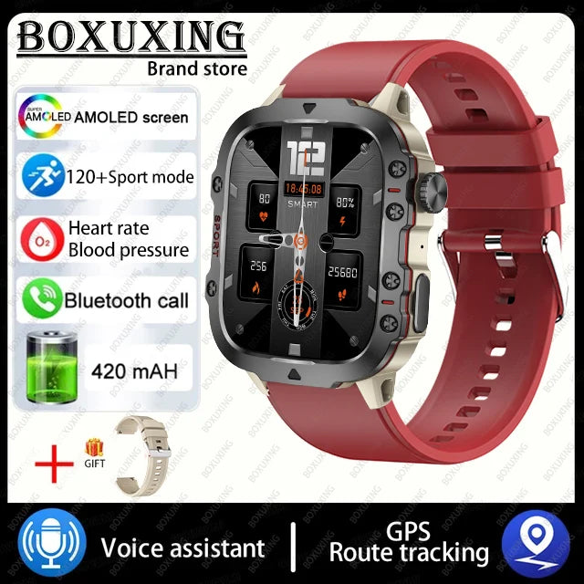 2025 New 3TAM Waterproof Smart Watch Men Outdoor Sports Fitness Tracker Health Monitor 1.96"HD BT Call Waterproof Smartwatch