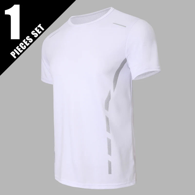1/4 Pcs Men's Summer Fashion Printing Quick-drying Short-sleeved Youth Leisure Sports Fitness Breathable Top Middle-aged Loose T