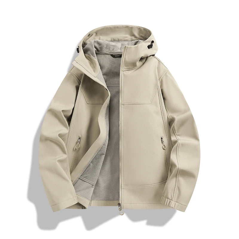 Men's Sports Outdoor Jacket Fleece-lined Versatile Autumn Winter Coat Mountaineering Cycling Camping Windproof Waterproof Casual