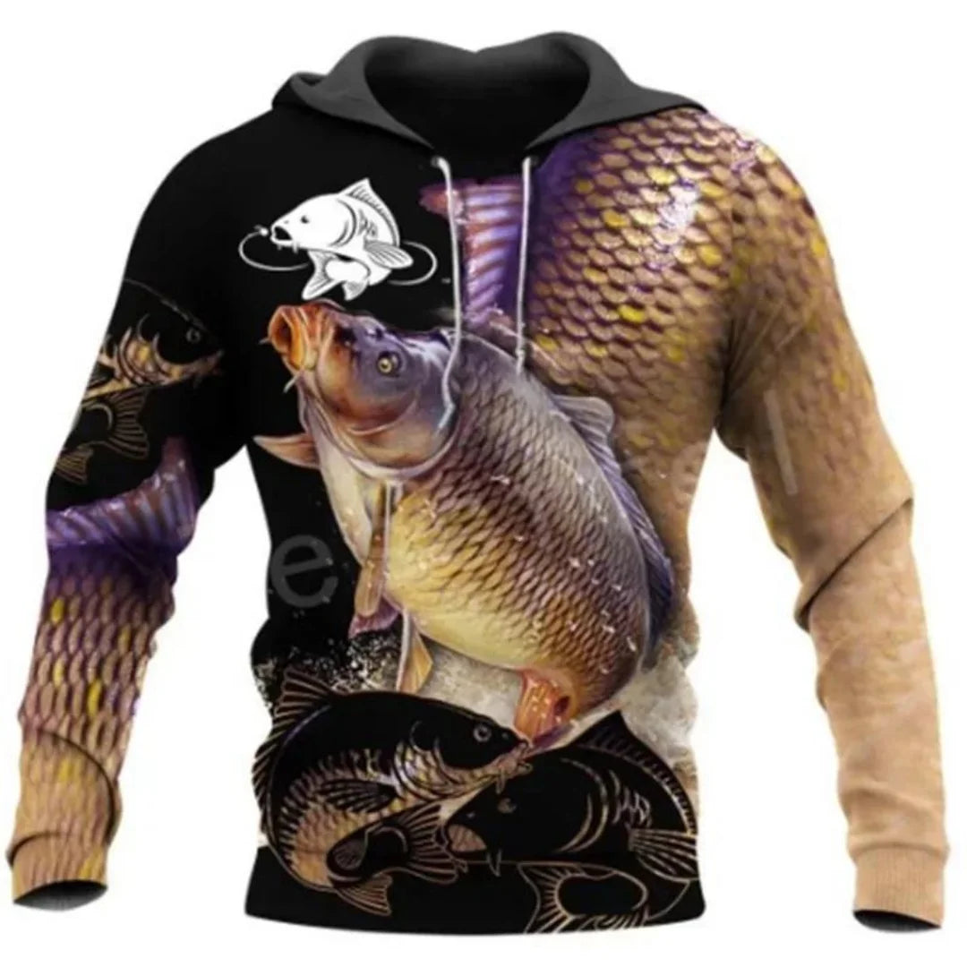 Professional graphic hoodie for fishing 3D Print Spring And Autumn Fashion Versatile Streetwear Men's And Women's Y2K Hoodies