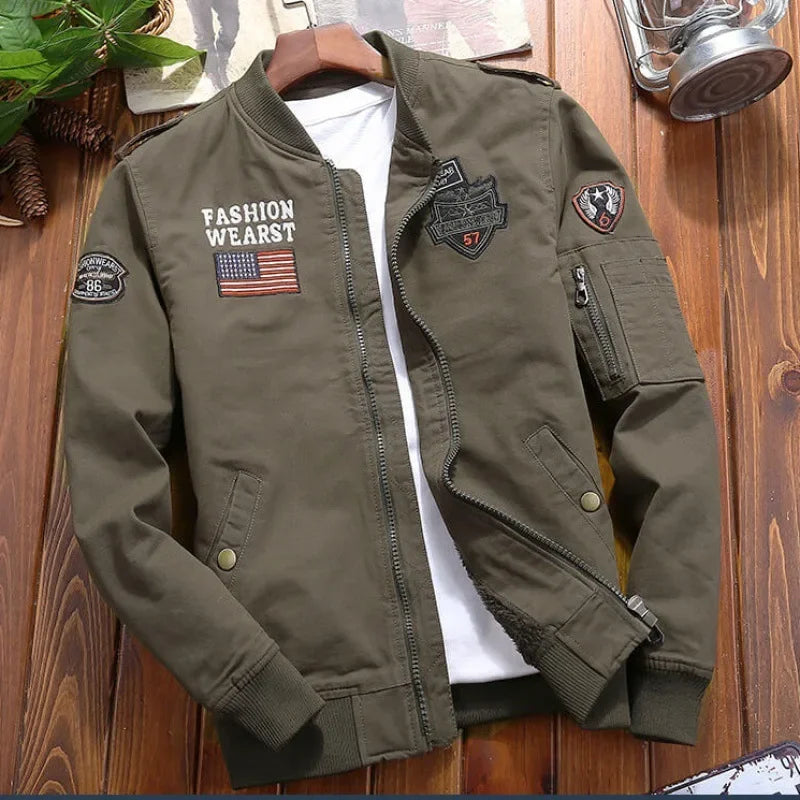 Outdoor Boxing Cargo Jacket Men's High Quality Vintage Embroidered Windbreaker 2024 Autumn Wild Hunting Pure Cotton Warm Coat