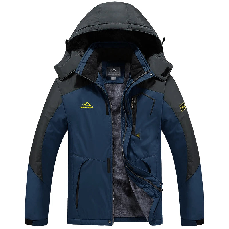 TACVASEN Winter Fleece Lined Jacket Men's Fleece Lining Coats Thermal Warm Jacket Hiking Walking Jacket Outdoor Windbreaker Male