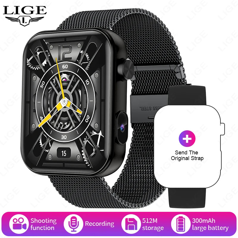 LIGE 512MB Memory Camera Smartwatch Women Take Photo Recording Video Health Monitor Wireless Call Smart Watch 100+ Dynamic Dials