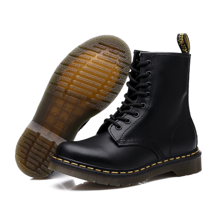 Large Size Men Genuine Leather Classic Six Hole Boots Fashion British Style Riding Short Ankle Boots Outdoor Boots Women's Boot