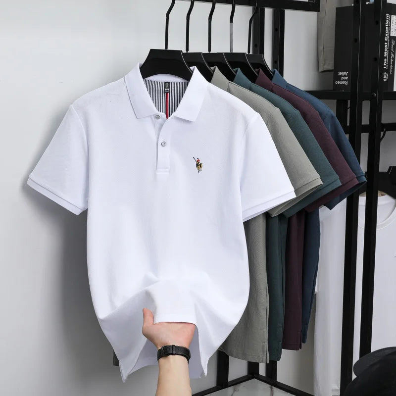 100% Cotton Breathable Short Sleeve T-shirt Men Luxury Brand Embroidery Loose Relaxed Summer Fashion Business Casual  POLO Shirt