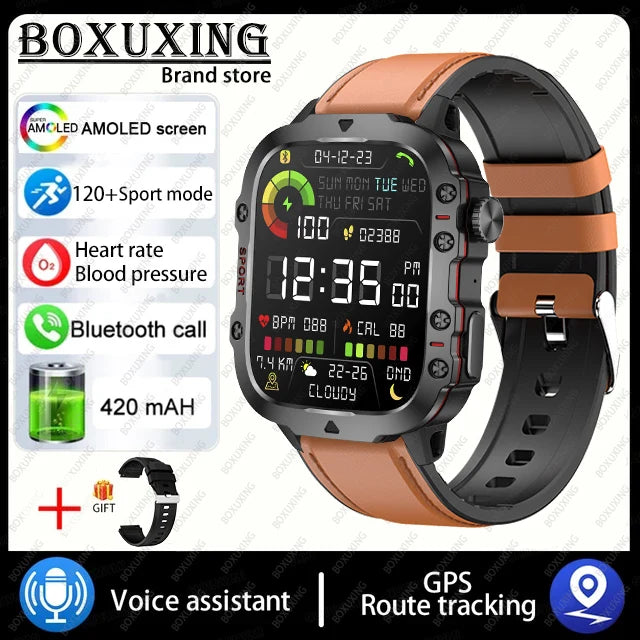 2025 New 3TAM Waterproof Smart Watch Men Outdoor Sports Fitness Tracker Health Monitor 1.96"HD BT Call Waterproof Smartwatch