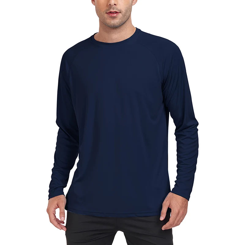 UV Men's Sun Protection Long Sleeve Summer UPF50+ Performance Quick Dry Men T-shirts Breathable Hiking Workout Pullover Tops