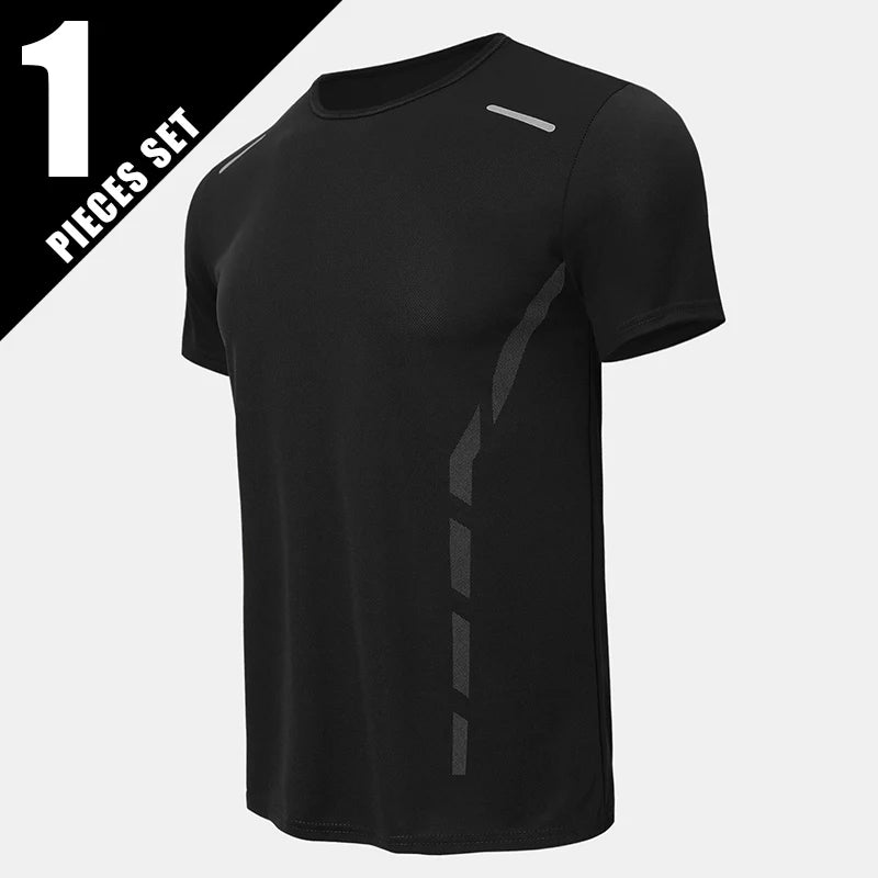 1/4 Pcs Men's Summer Fashion Printing Quick-drying Short-sleeved Youth Leisure Sports Fitness Breathable Top Middle-aged Loose T