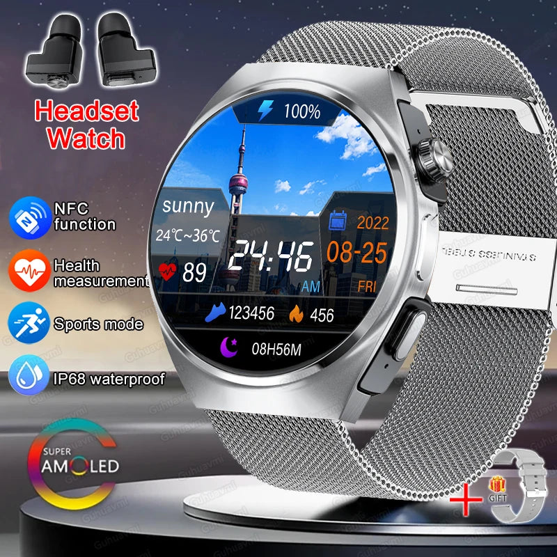 For Xiaomi New 2 in 1 Smart Watch With Earbuds Smartwatch TWS Bluetooth Earphone Heart Rate Blood Oxygen Monitor Sports Watch