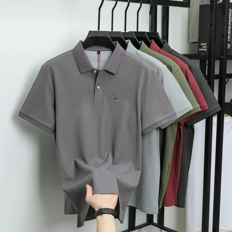 100% Cotton Breathable Short Sleeve T-shirt Men Luxury Brand Embroidery Loose Relaxed Summer Fashion Business Casual  POLO Shirt