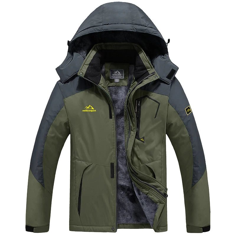 TACVASEN Winter Fleece Lined Jacket Men's Fleece Lining Coats Thermal Warm Jacket Hiking Walking Jacket Outdoor Windbreaker Male
