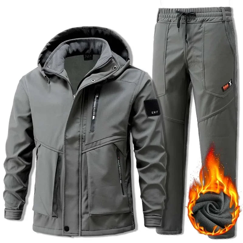 Men Winter Autumn Fleece Jackets Tactical Waterproof Suits Outdoor Hiking Camping Tracksuits Coats Thermal Pants Men Clothing