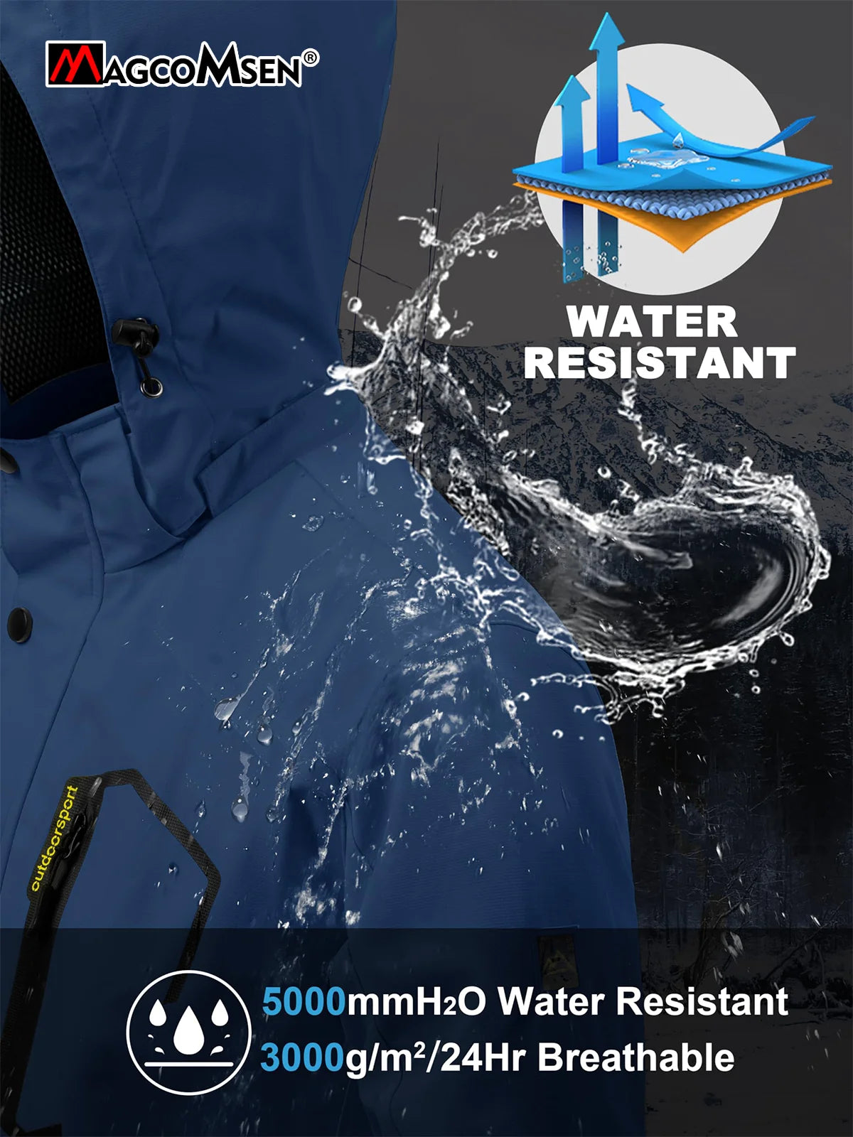 MAGCOMSEN Lightweight Rain Jackets Mens Waterproof Hiking Jackets Mesh Lined Spring Autumn Outdoor Jacket Coats Male Windbreaker