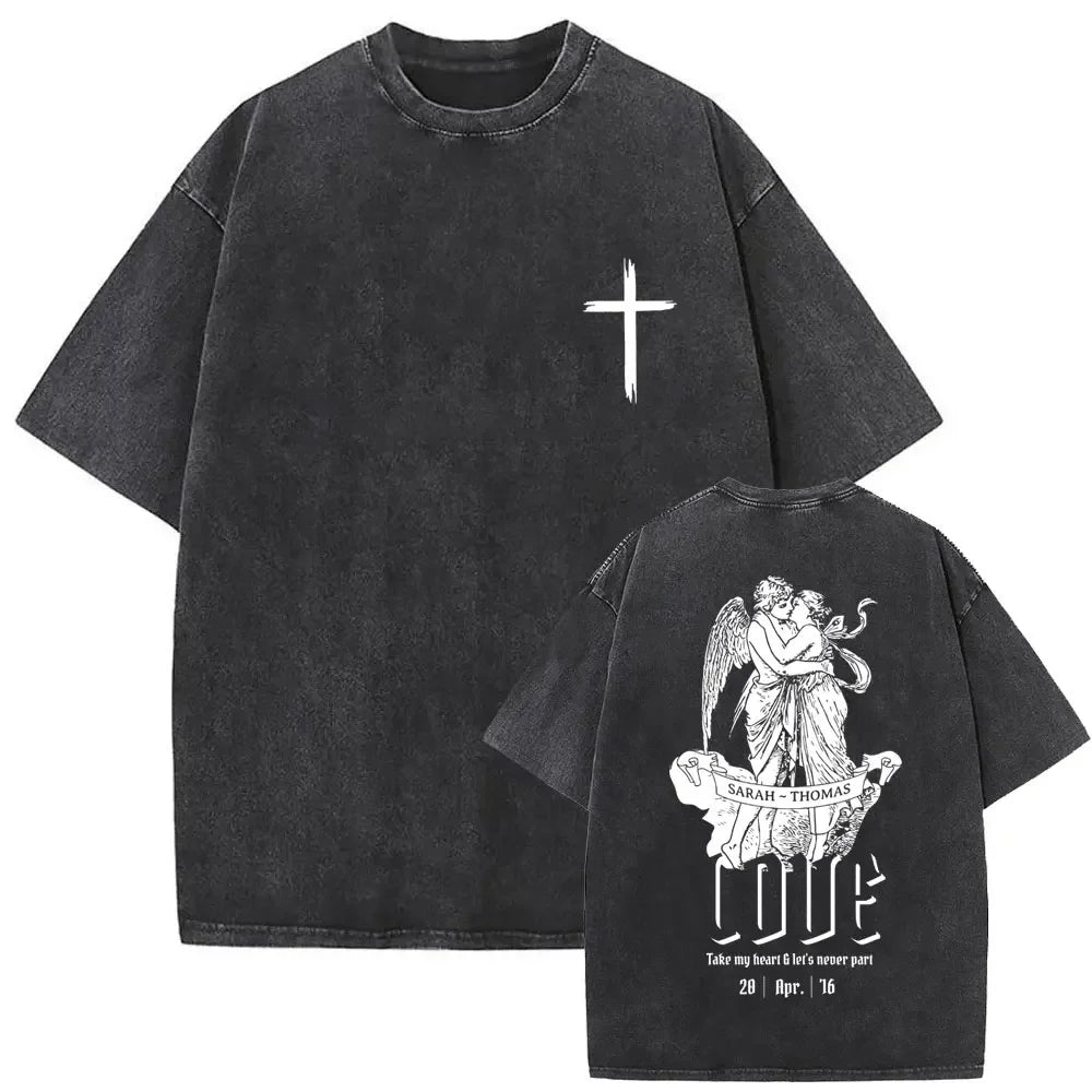 Christian Religious Jesus Forgive Them Father Vintage Washed T-shirt Men Women Gothic Rock Oversized T Shirts Tops Streetwear
