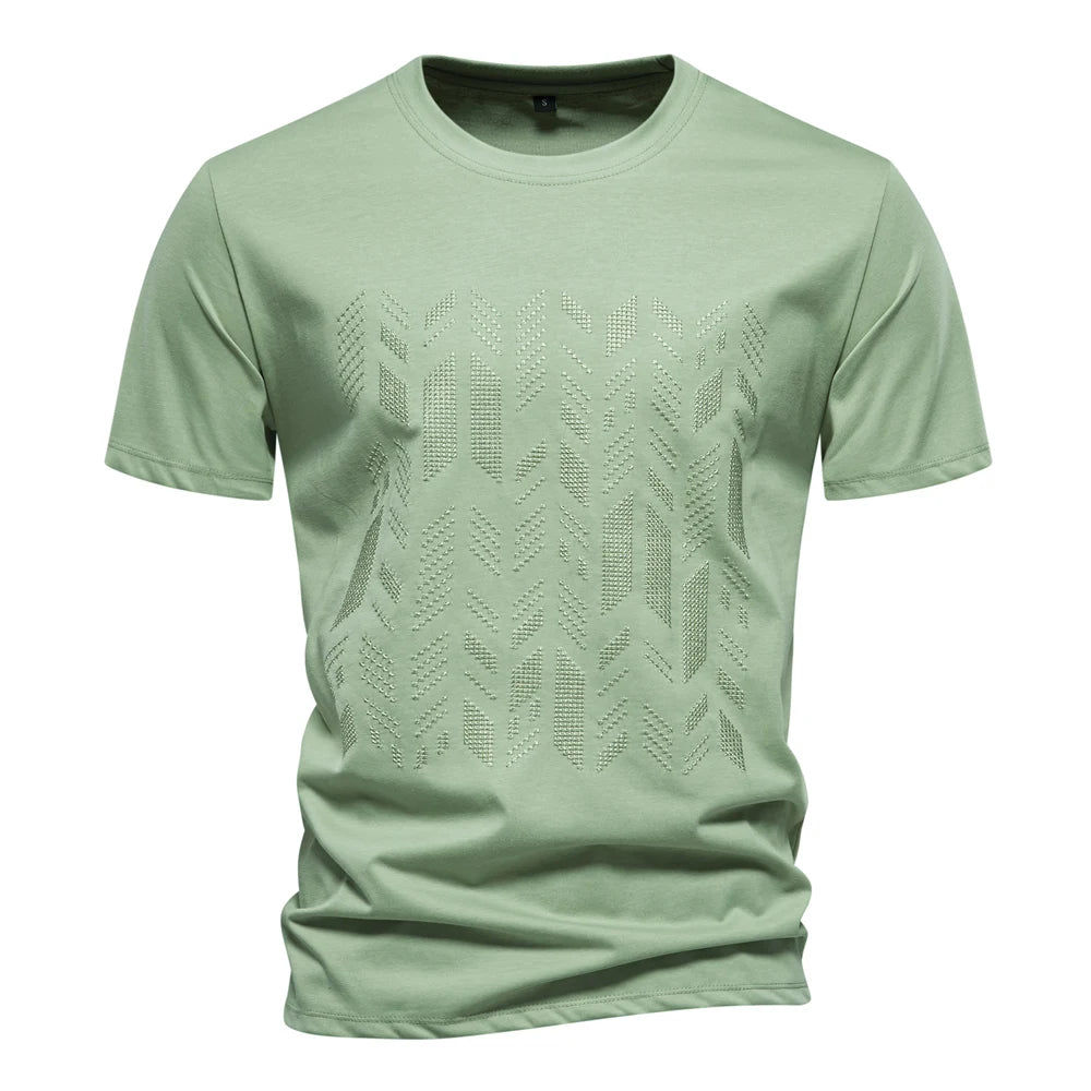 Summer Cool Cotton Blend T-shirt for Men Short Sleeve Brand Quality Embroidery Mens T Shirts