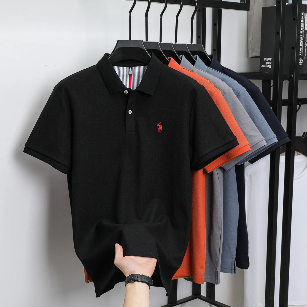 100% pure cotton 2025 summer men's Polo T-shirt high-end designer brand fashion cozy short sleeve 3D embroidery design hot sale