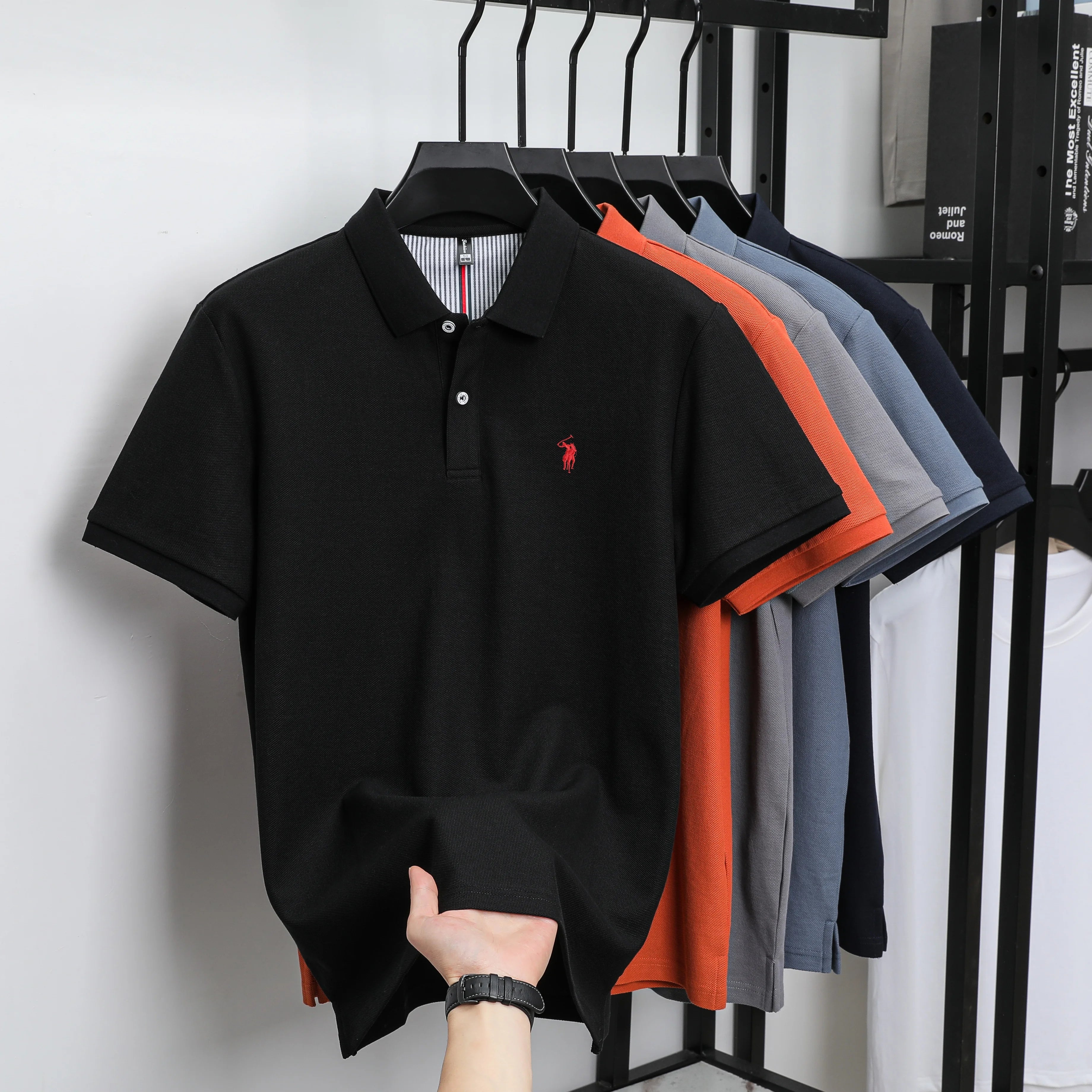 100% pure cotton 2025 summer men's Polo T-shirt high-end designer brand fashion cozy short sleeve 3D embroidery design hot sale