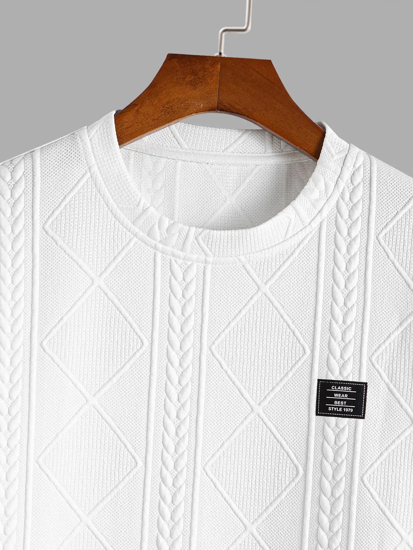 Solid Color Knitted Texture Elastic Breathable Men's Short Sleeve T-Shirt for Comfortable Wear