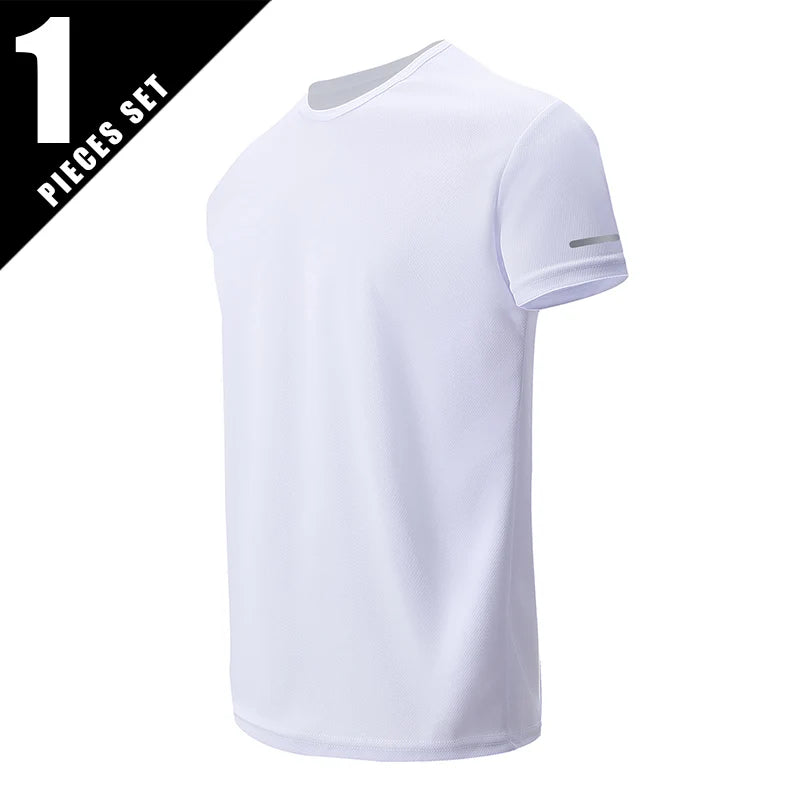 1/4 Pcs Men's Summer Fashion Printing Quick-drying Short-sleeved Youth Leisure Sports Fitness Breathable Top Middle-aged Loose T