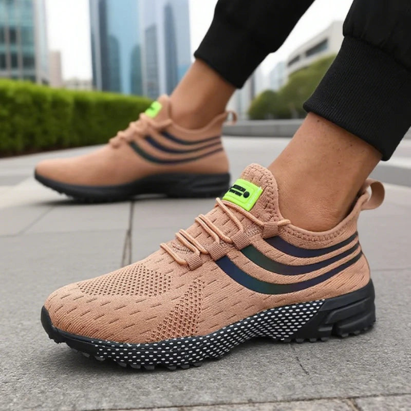 Men's Walking Shoes Lightweight Comfortable Knitted Shoes Fit Snugly Walking Fitness Sneakers Breathable Non Slip Casual Shoes