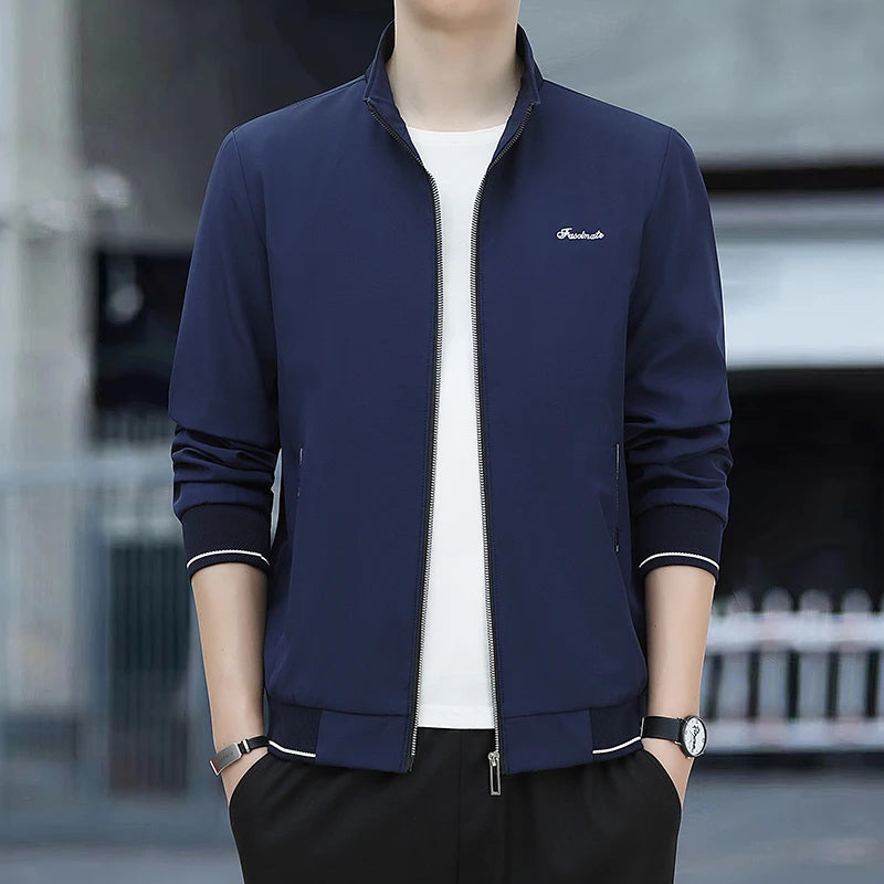 Autumn New Men Lapel Jacket Coats Fashion Fabric Comfortable Breathable Sweat Absorption Comfortable Slim Version Coats