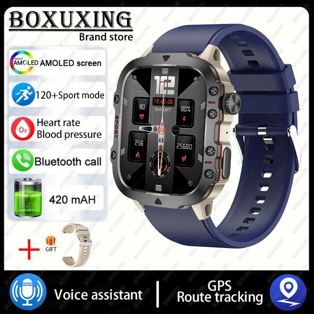 2025 New 3TAM Waterproof Smart Watch Men Outdoor Sports Fitness Tracker Health Monitor 1.96"HD BT Call Waterproof Smartwatch