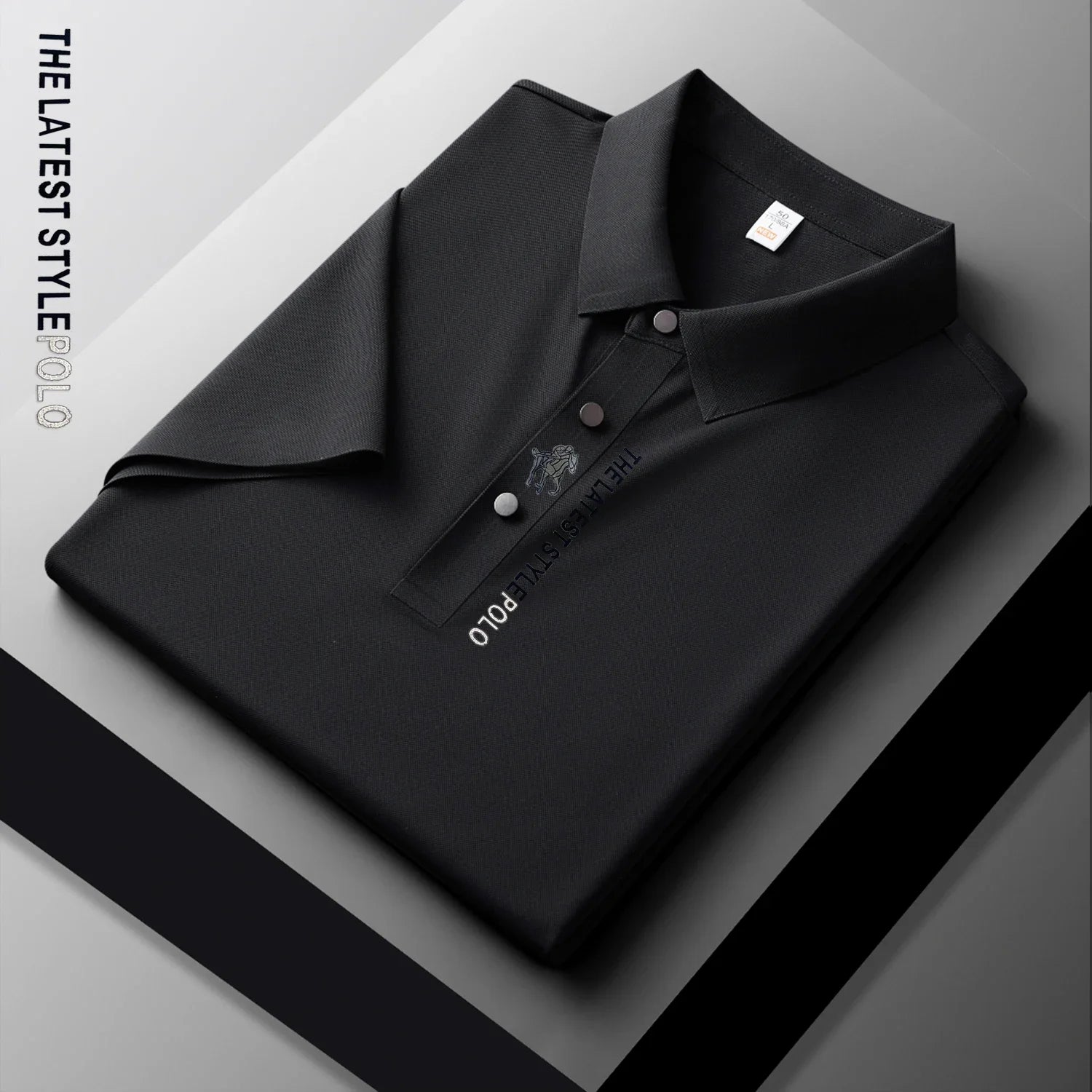 Ice Silk Polo Shirt Short Sleeved Letter Printing T-shirt New 2024 Summer Men's Clothing High-grade  Shirts