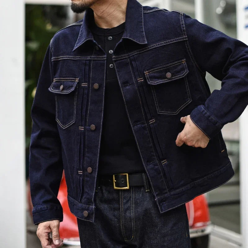 Men Jacket Selvedge Denim Jacket Men Vintage Purple and Blue Double Sided Dye Regular Fit 12.5 Oz