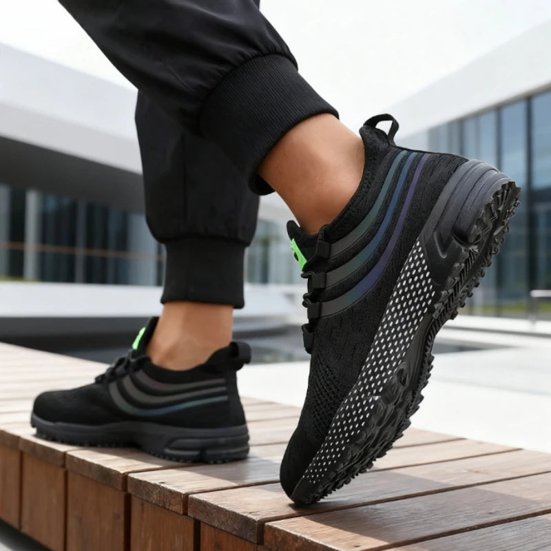 Men's Walking Shoes Lightweight Comfortable Knitted Shoes Fit Snugly Walking Fitness Sneakers Breathable Non Slip Casual Shoes