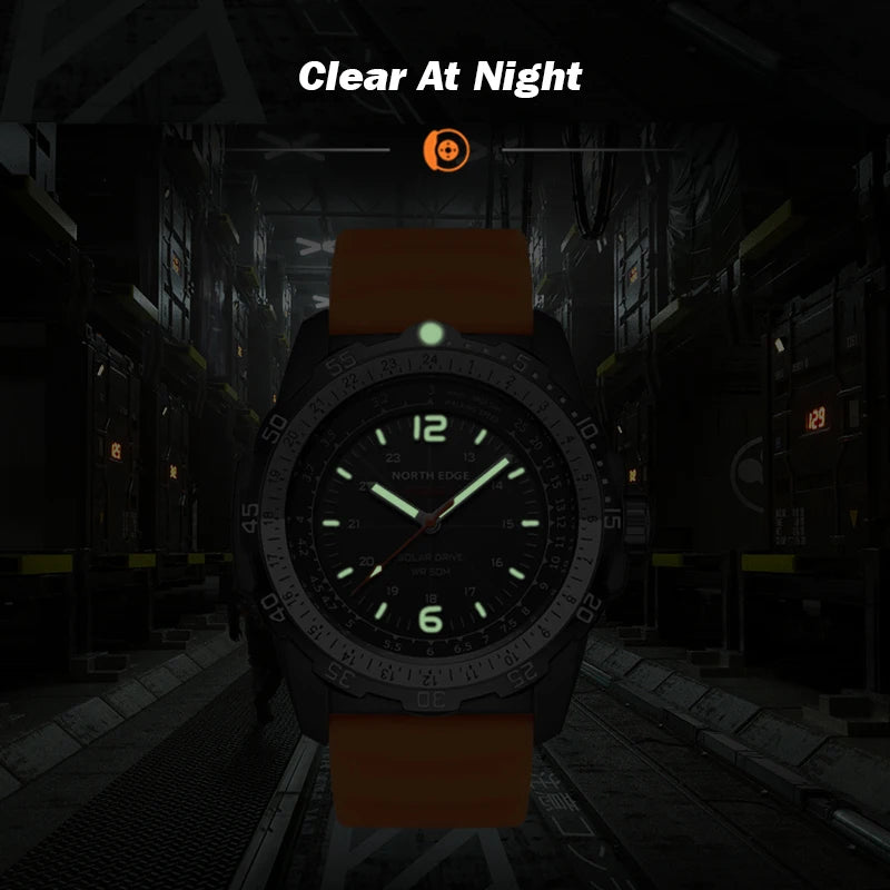 NORTH EDGE EVOQUE 2 Men Digital Military Watch Solar Power Environmental Men's Sport Wristwatch Luminous Watches Waterproof 50M