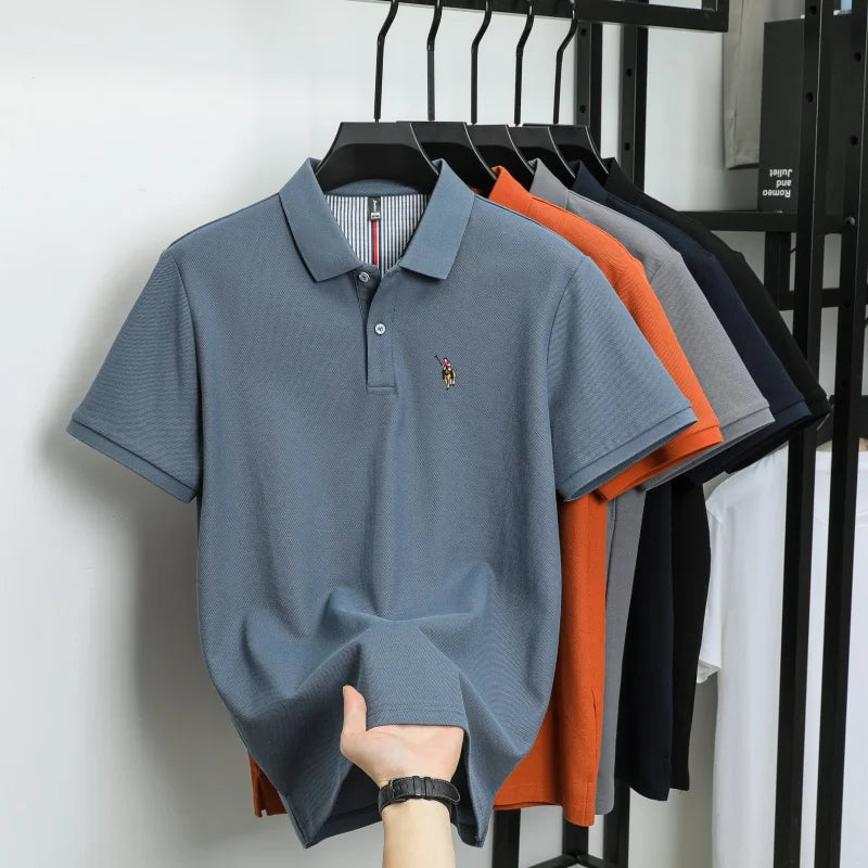 100% Cotton Breathable Short Sleeve T-shirt Men Luxury Brand Embroidery Loose Relaxed Summer Fashion Business Casual  POLO Shirt