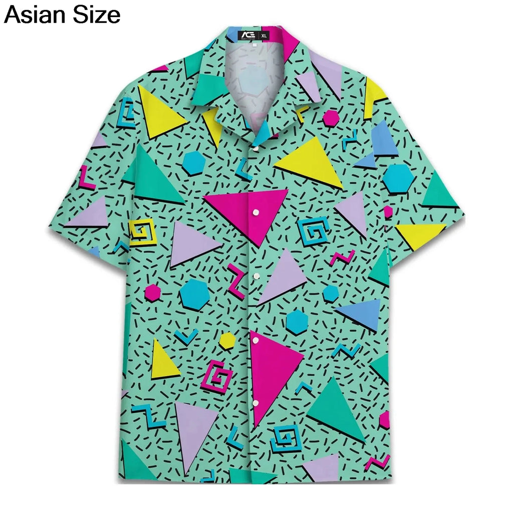 Retro 80s Pop Art Hawaiian Shirt 2025 Neon Cassette Skateboard Headphone Shirt, Vintage 90s Party Button-Up Summer Unisex Shirts