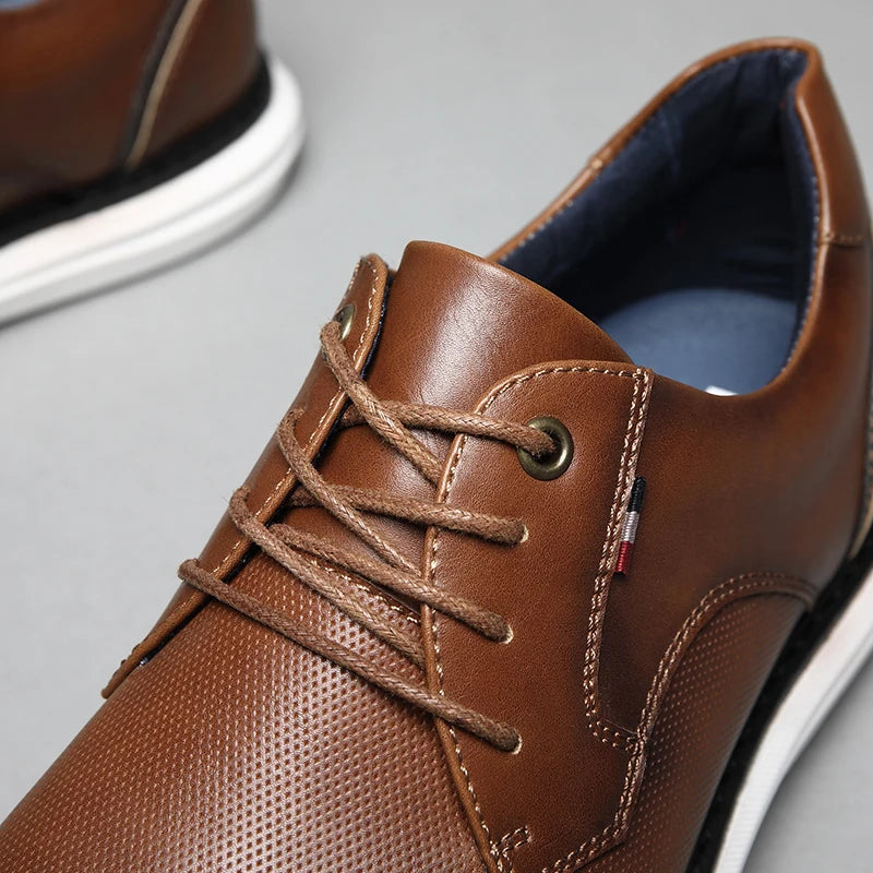 BHKH 2025 Genuine Leather Dress Shoes Comfy Men Casual Shoes Smart Business Work Office Lace-up Men Shoes