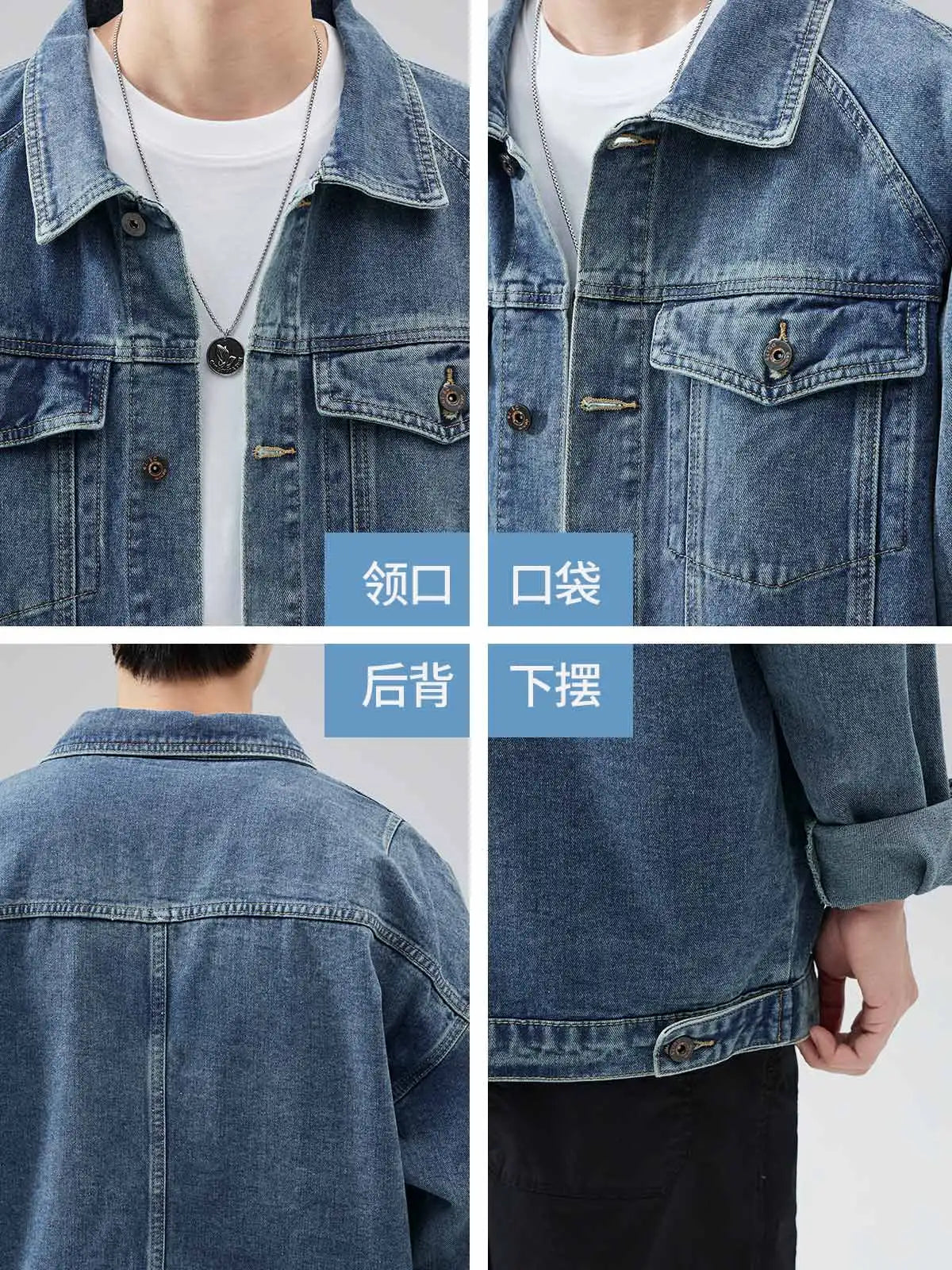 DUKEEN Blue Denim Jacket for Men 2025 Spring and Autumn New Loose Casual Retro Men's Jean Jacket Man Coats