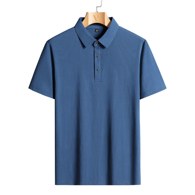 M-9XL Summer Polo Shirt Men New Breathable Mesh Ice Silk Quick-drying Short-sleeved T-shirt Elastic Sports Tops Men Clothing
