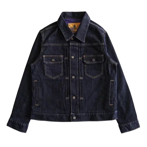 Men Jacket Selvedge Denim Jacket Men Vintage Purple and Blue Double Sided Dye Regular Fit 12.5 Oz
