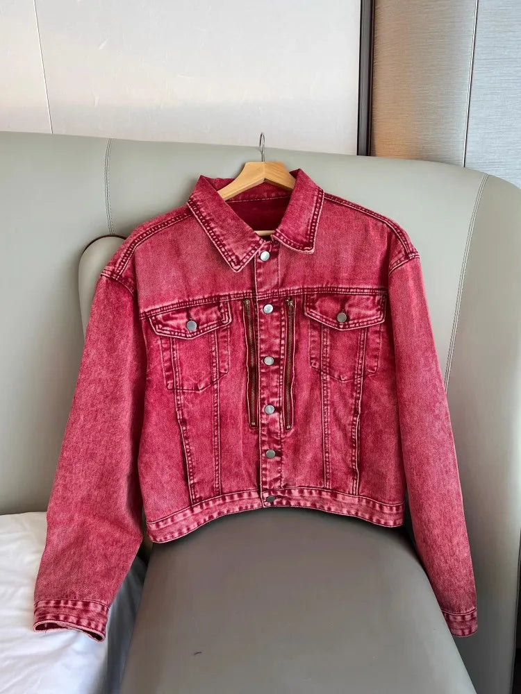 Designer Mens Denim jacket High Steet Spring Autumn Casual Outerwear Single Breasted Loose Fit Long Sleeve Vintage Short Coat