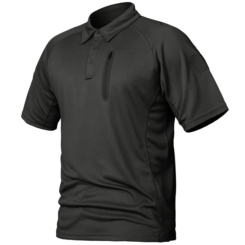 Men's Short Sleeve Polo Shirts Summer Tactical Polo with Zip Pocket Outdoor Hiking Golf Shirt Big Plus Size USA Size