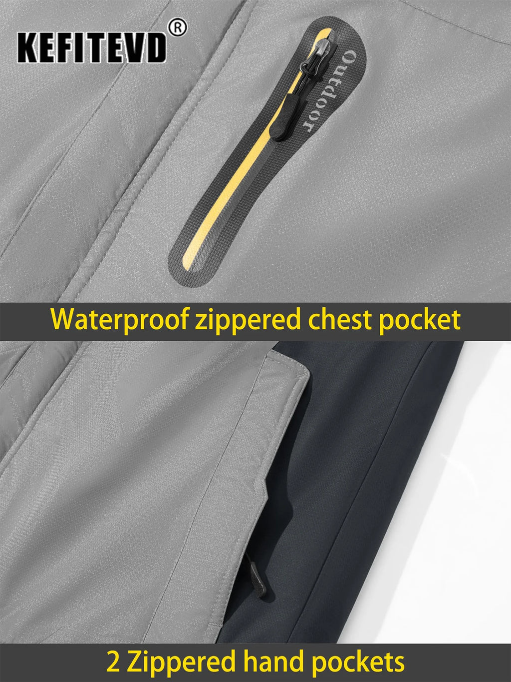 KEFITEVD Winter Heavy Ski Jacket Waterproof Warm Fleece Jackets Outdoor Thermal Breathable Hiking Jacket Windbreaker Snow Parka