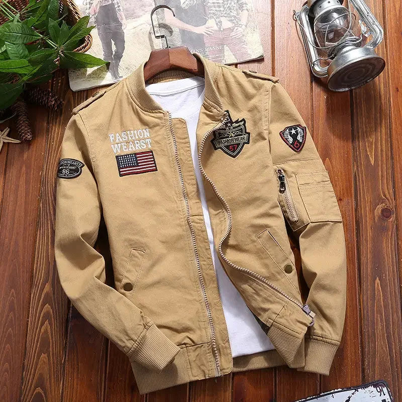 Outdoor Boxing Cargo Jacket Men's High Quality Vintage Embroidered Windbreaker 2024 Autumn Wild Hunting Pure Cotton Warm Coat