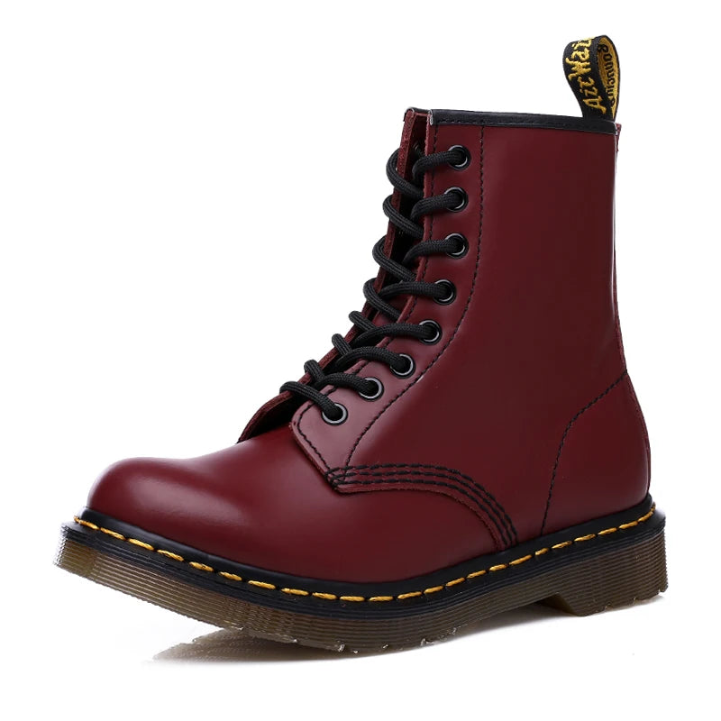 Large Size Men Genuine Leather Classic Six Hole Boots Fashion British Style Riding Short Ankle Boots Outdoor Boots Women's Boot