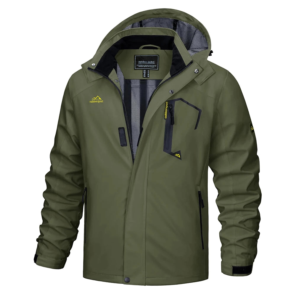 TACVASEN Spring Autumn Lightweight Jackets Mens Mesh Lined Waterproof Rain Jacket Outdoor Fishing Hiking Jacket Male Windbreaker