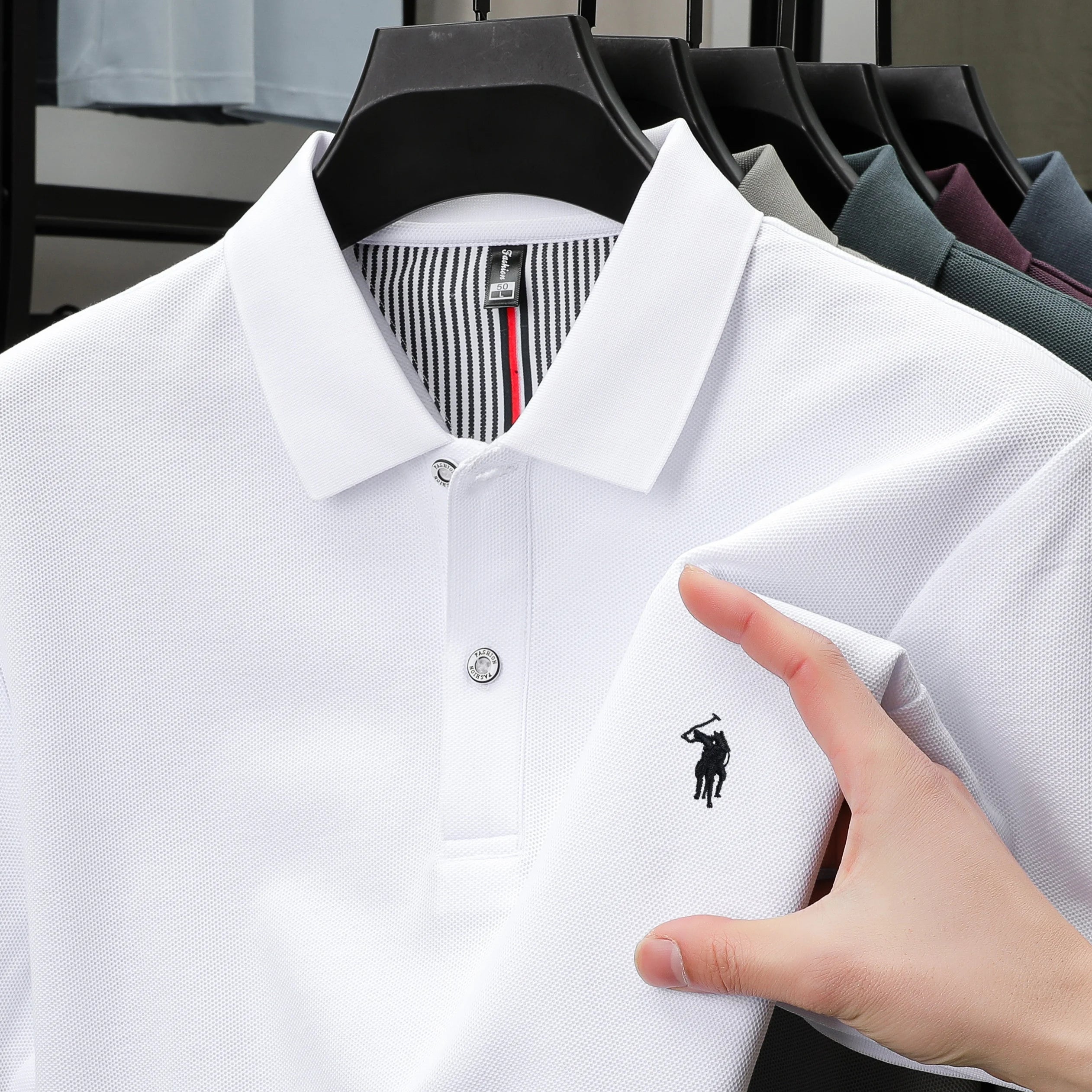100% pure cotton 2025 summer men's Polo T-shirt high-end designer brand fashion cozy short sleeve 3D embroidery design hot sale