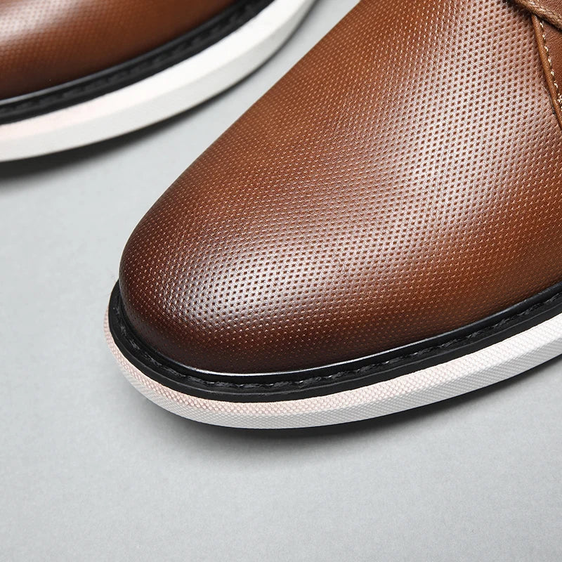 BHKH 2025 Genuine Leather Dress Shoes Comfy Men Casual Shoes Smart Business Work Office Lace-up Men Shoes
