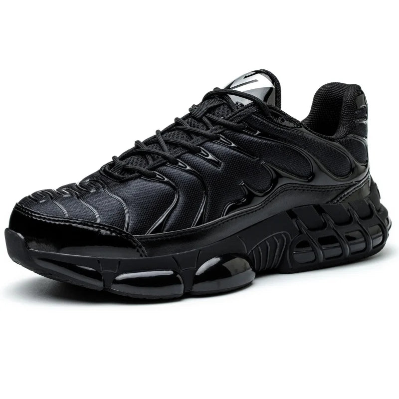 Steel Toe Lightweight Breathable Sneakers for Men Anti-smash Anti-puncture Protection Safety Shoes Rotating Button Work Shoes