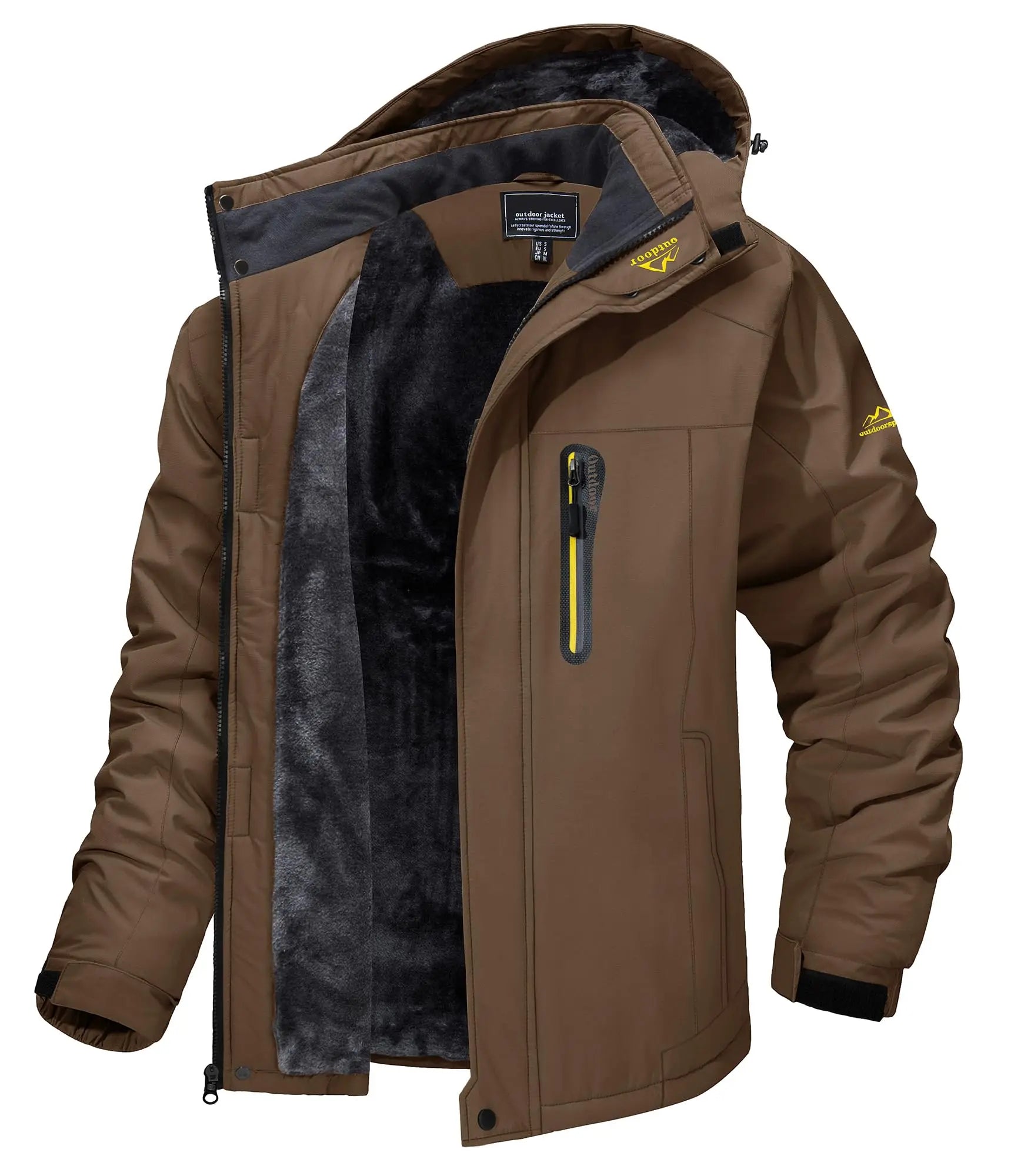 KEFITEVD Winter Heavy Ski Jacket Waterproof Warm Fleece Jackets Outdoor Thermal Breathable Hiking Jacket Windbreaker Snow Parka
