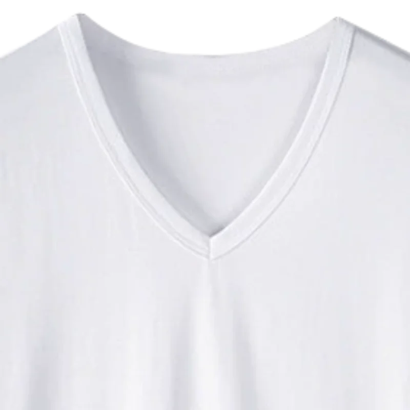 2025 men's short sleeved T-shirt loose and breathable plus size T-shirt top summer thin solid color V-neck home clothing base s